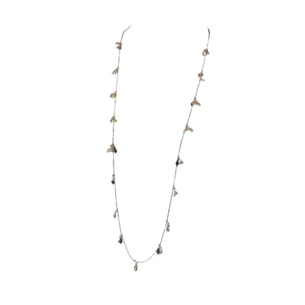 NEW NWT BANCROFT Long Rose Gold Color Stone & Bead Necklace Snake Chain
